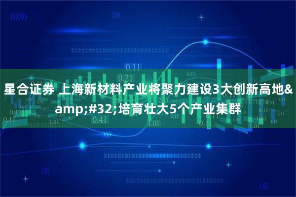 星合证券 上海新材料产业将聚力建设3大创新高地&#32;培育壮大5个产业集群
